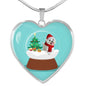 Maltese Dog Print Heart Pendant Christmas Special Luxury Necklace