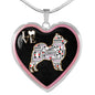 Pomeranian Dog Love Print Heart Charm Necklaces