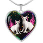 Devon Rex Cat Print Heart Charm Necklaces