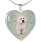 Bichon Frise Dog Heart Pendant Luxury Necklace