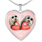 Old English Sheepdog Print Heart Pendant Luxury Necklace