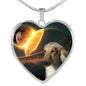 Amazing Afghan Hound Dog Print Heart Pendant Luxury Necklace