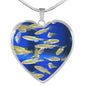 Zebrafish Fish Print Heart Pendant Luxury Necklace