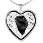 Nebelung Cat Print Heart Charm Necklaces