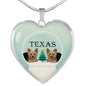Yorkshire Terrier (Yorkie) Texas Print Heart Charm Luxury Necklace