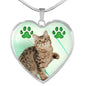 American Bobtail Print Heart Pendant Luxury Necklace
