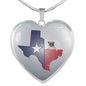 Pug Dog Texas Print Heart Pendant Luxury Necklace
