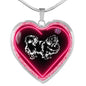 Pekingese Dog Print Heart Charm Necklaces