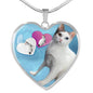 Japanese Bobtail Cat Heart Pendant Luxury Necklace