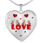 Yorkie Love Print Heart Pendant Luxury Necklace