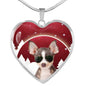 Chihuahua Print Heart Charm Luxury Necklace