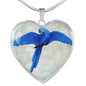 Hyacinth Macaw Parrot Art Print Heart Charm Necklaces