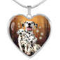 Dalmatian Dog Print Heart Pendant Luxury Necklace