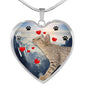 Cute Ocicat Print Heart Pendant Luxury Necklace