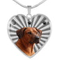 Rhodesian Ridgeback Print Heart Pendant Luxury Necklace