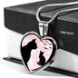 Cat Vector Art Print Heart Charm Necklaces