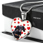 Cute Dachshund Print Heart Charm Necklace