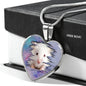 Cute White Hamster Print Heart Charm Necklaces