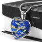 Zebrafish Fish Print Heart Pendant Luxury Necklace