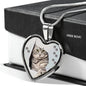 Charming Cat Art Print Heart Charm Necklaces