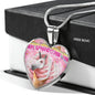 Creamy Unicorn Print Heart Pendant Luxury Necklace