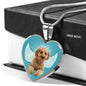 Cavapoo Dog Print Heart Pendant Luxury Necklace