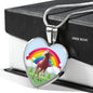 American Paint Horse Print Heart Pendant Luxury Necklace