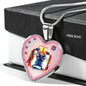 Basset Hound Dog Print Heart Charm Necklaces