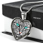 Blue Eyes Cat Print Heart Charm Necklaces