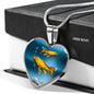 Butterfly Koi Fish Print Heart Charm Steel Bracelet
