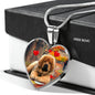 Tibetan Mastiff Print Heart Pendant Luxury Necklace