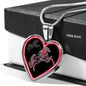 Horse Pink Art Print Heart Charm Necklaces