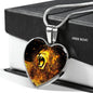 Roaring Lion Art Print Heart Charm Necklaces
