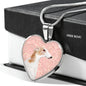 Borzoi Dog Print Heart Pendant Luxury Necklace