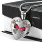 Butterfly Print Heart Pendant Luxury Necklace