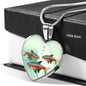 Neon Tetra Fish Print Heart Charm Necklace
