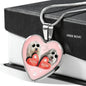 Old English Sheepdog Print Heart Pendant Luxury Necklace