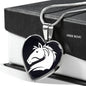 Friesian Horse Vector Art Print Heart Charm Necklaces