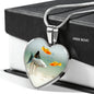 Mollies Fish Print Heart Charm Necklace