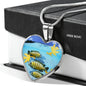 Afra Cichlid Print Heart Charm Necklace