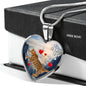 California Spangled Cat Print Heart Pendant Luxury Necklace