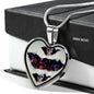 American Flag Skull Print Heart Charm Necklaces