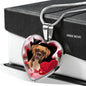 Boxer Dog Print Heart Pendant Luxury Necklace