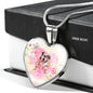 Bulldog Print Heart Charm Luxury Necklace