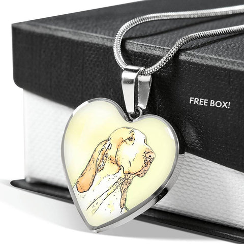 Bracco Italiano Dog Print Heart Pendant Luxury Necklace