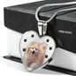 Cute Pomeranian Print Heart Charm Necklace