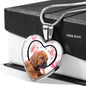 Lovely Bloodhound Print Heart Pendant Luxury Necklace
