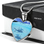 Fish Print Heart Pendant Luxury Necklace