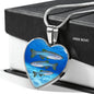 Slender danios Fish Print Heart Pendant Luxury Necklace
