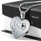 Pug Paws Print Heart Pendant Luxury Necklace